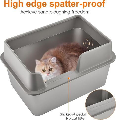 Stainless Steel Cat Litter Box with Lid, Extra Large Metal Litter Box High Sided, Easy Clean, Anti-Leakage, Non-Sticky, Never Absorbs Odors in Saudi Arabia