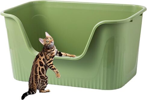 Vealind XXL Jumbo Cat Litter Box with High Sides Kitty Litter Box for Indoor Cats, Extra Cat Litter Tray for Big or Multi Cats Household, Seamless Kitten Box Grey 31''×21''×16'' in Saudi Arabia