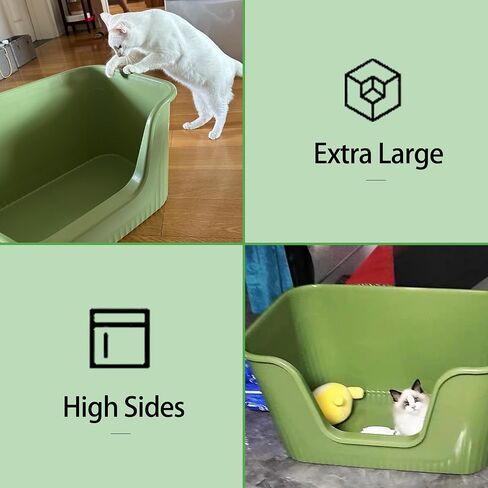 Vealind XXL Jumbo Cat Litter Box with High Sides Kitty Litter Box for Indoor Cats, Extra Cat Litter Tray for Big or Multi Cats Household, Seamless Kitten Box Grey 31''×21''×16'' in Saudi Arabia