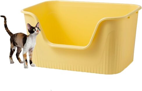 Vealind XXL Jumbo Cat Litter Box with High Sides Kitty Litter Box for Indoor Cats, Extra Cat Litter Tray for Big or Multi Cats Household, Seamless Kitten Box Grey 31''×21''×16'' in Saudi Arabia