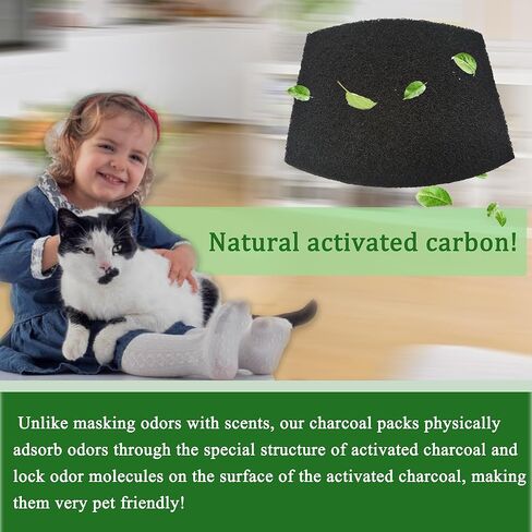 6 عبوات من مرشحات الكربون المتوافقة مع وعاء فضلات القطط ذو القلنسوة من بيتميت - مرشحات صندوق فضلات القطط السميكة والمتينة المصنوعة من الفحم المنشط، تمتص الروائح / تتحكم في الرطوبة من الحيوانات الأليفة / تحافظ على انتعاش المنزل in Kuwait