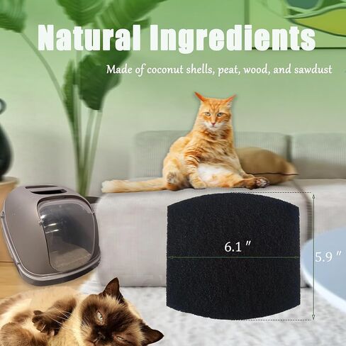 6 عبوات من مرشحات الكربون المتوافقة مع وعاء فضلات القطط ذو القلنسوة من بيتميت - مرشحات صندوق فضلات القطط السميكة والمتينة المصنوعة من الفحم المنشط، تمتص الروائح / تتحكم في الرطوبة من الحيوانات الأليفة / تحافظ على انتعاش المنزل in Kuwait