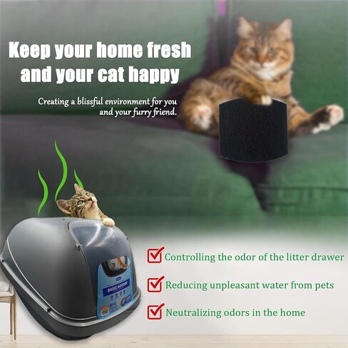 6 عبوات من مرشحات الكربون المتوافقة مع وعاء فضلات القطط ذو القلنسوة من بيتميت - مرشحات صندوق فضلات القطط السميكة والمتينة المصنوعة من الفحم المنشط، تمتص الروائح / تتحكم في الرطوبة من الحيوانات الأليفة / تحافظ على انتعاش المنزل in Kuwait