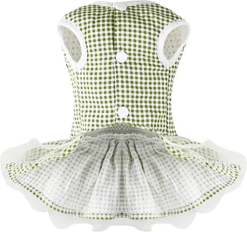Dog Dress Plaid with Bowknot Cute Dress for Small Dog Cat Puppy Outfits with Harness Leash（ Blue，Large ） in Saudi Arabia