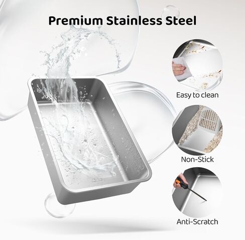 Stainless Steel Cat Litter Box with Lid, XXL Large Enclosed Hign-Sided Litter Box with Removable Lid, Carbon Filters -Odor Free, Easy Cleaning, Anti-Urine Leakage for Big Cats/Multiples-Grey in Saudi Arabia