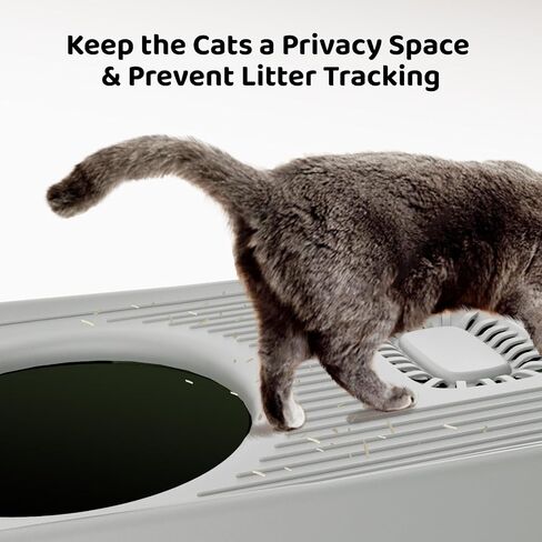 Stainless Steel Cat Litter Box with Lid, XXL Large Enclosed Hign-Sided Litter Box with Removable Lid, Carbon Filters -Odor Free, Easy Cleaning, Anti-Urine Leakage for Big Cats/Multiples-Grey in Saudi Arabia
