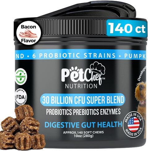 Pet Chef Probiotic Chews for Dogs-Digestive Health Support, Stops Yeast Infections, Relief for Itchy Dog Skin & Ears, Probiotics & Enzymes for Dog Gut Health - Natural Vitamins & Dog Supplements in Saudi Arabia