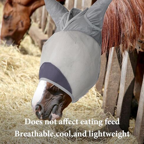 2pcs Horse Fly Mask, Super Comfort Fly Masks for Horses, Adjustable UV Protection Breathability Horses Fly Masks with Ears, Pony Mini Equine Fly Mask (2pcs, Large) in Kuwait