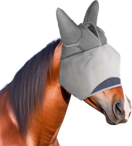 2pcs Horse Fly Mask, Super Comfort Fly Masks for Horses, Adjustable UV Protection Breathability Horses Fly Masks with Ears, Pony Mini Equine Fly Mask (2pcs, Large) in Kuwait