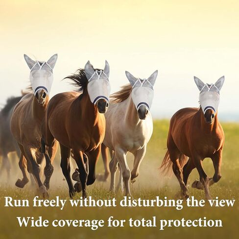 2pcs Horse Fly Mask, Super Comfort Fly Masks for Horses, Adjustable UV Protection Breathability Horses Fly Masks with Ears, Pony Mini Equine Fly Mask (2pcs, Large) in Kuwait