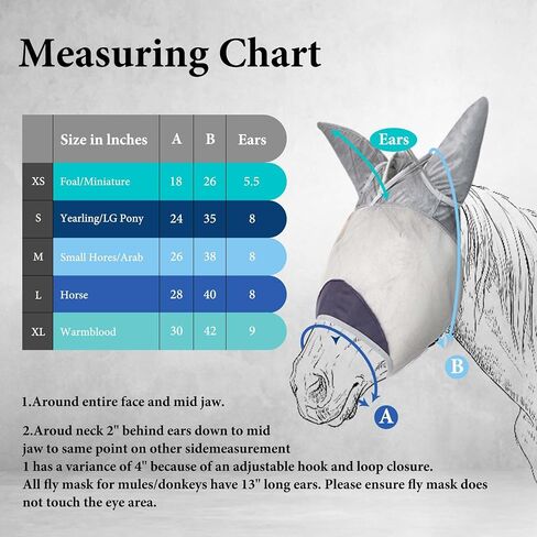 2pcs Horse Fly Mask, Super Comfort Fly Masks for Horses, Adjustable UV Protection Breathability Horses Fly Masks with Ears, Pony Mini Equine Fly Mask (2pcs, Large) in Kuwait