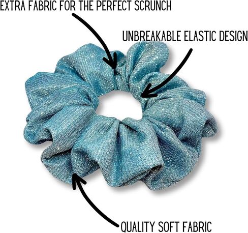 Oversized Unbreakable Sparkle Hair Scrunchies for Women and Girls, Large Glitter Hair Ponytail Holders, Kids Glitter Hair Tie (Black) in Saudi Arabia