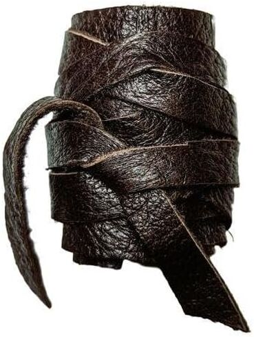 Leather Hair Wrap, Ponytail Wrap, Ponytail Holder, Hair Tie, Men's Viking Hair Wrap Warrior Style (Large, Black) in Saudi Arabia