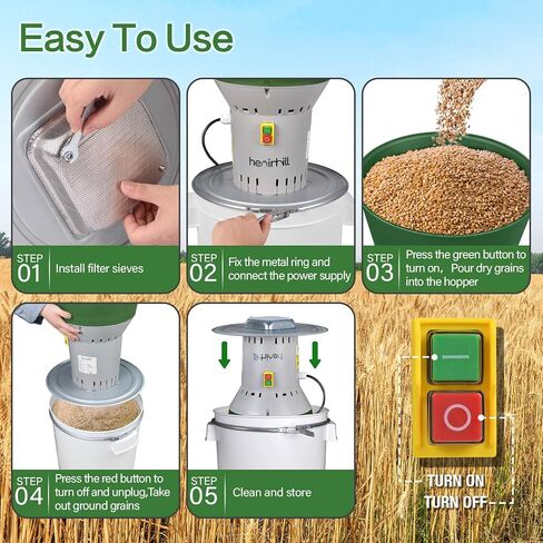 Electric Grain Mill Grinder, Flour Mill Grain Grinders, Widely Used Grinder Electric at Home Farm for Corn Wheat Feed (13.2 Gal, 50L, Large) in Saudi Arabia