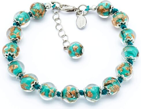 Authentic Murano Glass Bracelet Handmade In Italy Aventurine Glass Beads Hand Blown Glass in Saudi Arabia