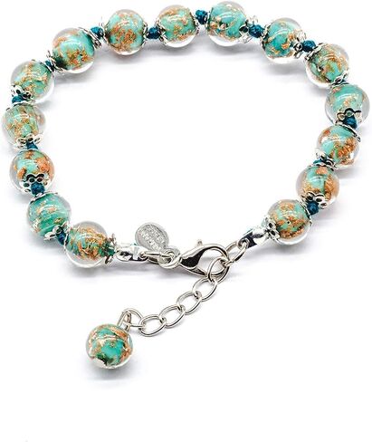 Authentic Murano Glass Bracelet Handmade In Italy Aventurine Glass Beads Hand Blown Glass in Saudi Arabia