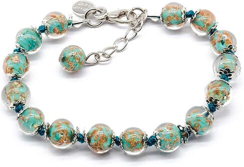 Authentic Murano Glass Bracelet Handmade In Italy Aventurine Glass Beads Hand Blown Glass in Saudi Arabia