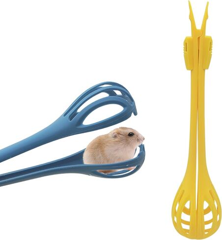Andiker Anti-Bite Hamster Clips, 2Pcs Hamster Catcher with Long Handle to Pick Up The Small Pet, Observe Hamsters, Clean The Hamster Bedding, Hamster Accessories for Beginners (Yellow+Blue) in Saudi Arabia