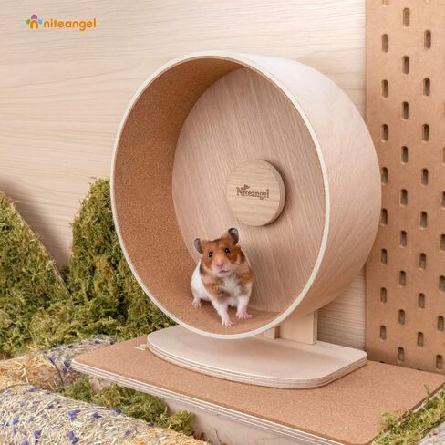 Niteangel Wooden Hamster Exercise Wheel: - Silent Hamster Running Wheel for Hamsters Gerbil Mice and Other similar-sized Small Pets (M) in Kuwait