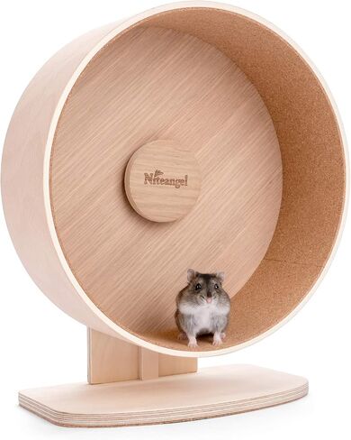Niteangel Wooden Hamster Exercise Wheel: - Silent Hamster Running Wheel for Hamsters Gerbil Mice and Other similar-sized Small Pets (M) in Kuwait