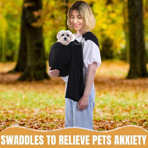 Ring Dog Wrap Carrier, Adjustable Front Facing Dog Sling Carrier Hands Free Cat Carrier, Dog Pouch Pet Carrier Sling Puppy Pouch for Small & Medium Dogs, Cats, Pets(Black) in Saudi Arabia