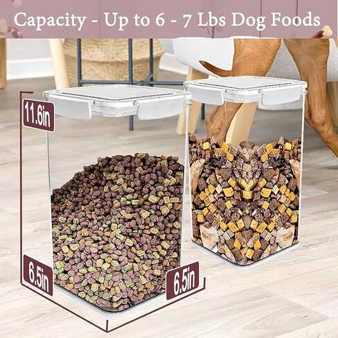 Clear Dog Food Storage Container - 6.3 QT/6 L Cat Food Container with Scoop - Pet Food Storage Container for up to 7lbs of Dog Food or 5lbs of Cat Food – Airtight Food Container Storage Bin with Lid in Saudi Arabia