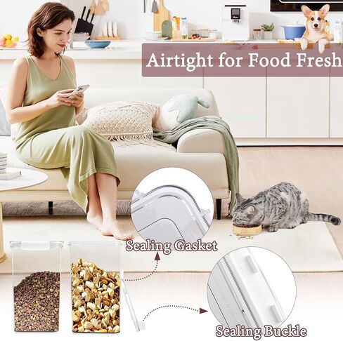 Clear Dog Food Storage Container - 6.3 QT/6 L Cat Food Container with Scoop - Pet Food Storage Container for up to 7lbs of Dog Food or 5lbs of Cat Food – Airtight Food Container Storage Bin with Lid in Saudi Arabia