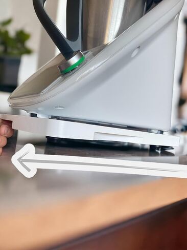 efo Wooden Thermomix Sliding Board - Stable Board Tailored to Thermomix TM5 & TM6 - Convenient Handles and Additional Pads to Facilitate Sliding - Premium Wood Thermomix Accessories (White) in Saudi Arabia