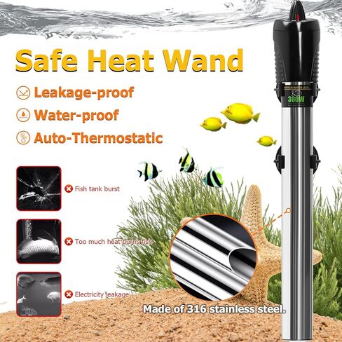 سخان حوض السمك TARARIUM لخزان الأسماك سعة 25-75 جالون من الفولاذ المقاوم للصدأ، ملحقات لوازم حوض السمك للاستخدام في المياه العذبة فقط in Kuwait