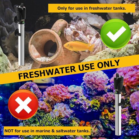 سخان حوض السمك TARARIUM لخزان الأسماك سعة 25-75 جالون من الفولاذ المقاوم للصدأ، ملحقات لوازم حوض السمك للاستخدام في المياه العذبة فقط in Kuwait