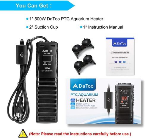 DaToo 500W Aquarium Heater PTC Fast Heating Fish Tank Heater 500 Watt غاطس مع وحدة تحكم في درجة الحرارة الرقمية LED لمدة 60 إلى 120 جالون، ضمان لمدة سنة واحدة in Kuwait