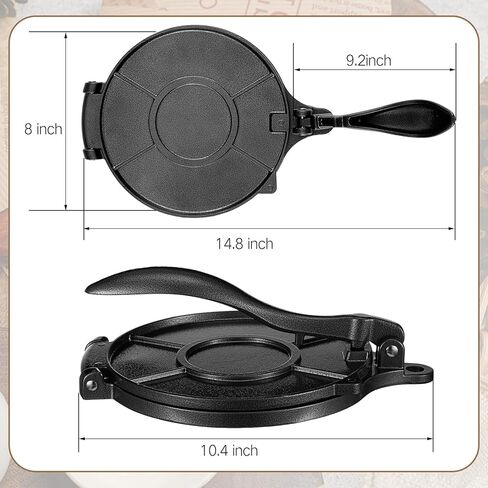 مجموعة ضغط التورتيلا مقاس 8 بوصة، مكشطة العجين، دبوس دوار، حقيبة تسخين التورتيلا، 300 قطعة من ورق البرشمان، دقيق التورتيلا، صانع التورتيلا لضغط روتي تاكو محلي الصنع in Kuwait