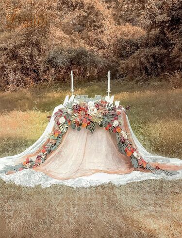 9FT Wedding Arch Flower Garland, Handmade Wedding Table Decorations,Head Table Floral Decor for Fall Wedding Wedding Ceremony in Saudi Arabia