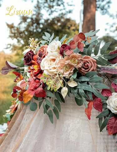 9FT Wedding Arch Flower Garland, Handmade Wedding Table Decorations,Head Table Floral Decor for Fall Wedding Wedding Ceremony in Saudi Arabia