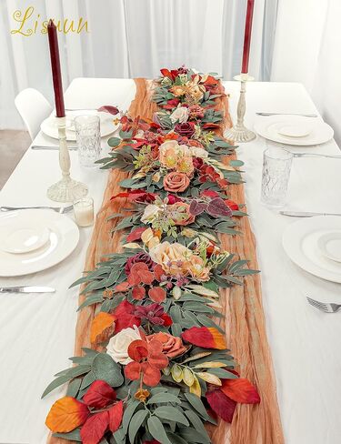 9FT Wedding Arch Flower Garland, Handmade Wedding Table Decorations,Head Table Floral Decor for Fall Wedding Wedding Ceremony in Saudi Arabia