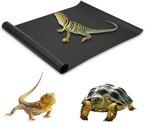 Hamiledyi Large Reptile Carpet Reptile Mat Terrarium Liner Bedding Substrate Mat Leopard Gecko Substrate Bearded Dragon Tank Flooring for Bearded Dragon,Gecko,Lizard,Tortoise (17.5"X 78.7" Black) in Saudi Arabia