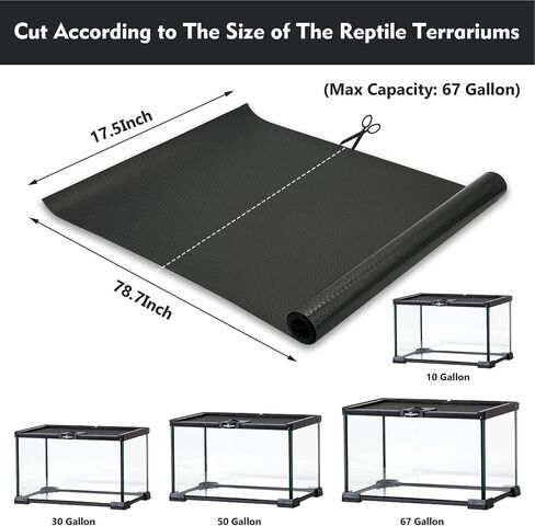 Hamiledyi Large Reptile Carpet Reptile Mat Terrarium Liner Bedding Substrate Mat Leopard Gecko Substrate Bearded Dragon Tank Flooring for Bearded Dragon,Gecko,Lizard,Tortoise (17.5"X 78.7" Black) in Saudi Arabia