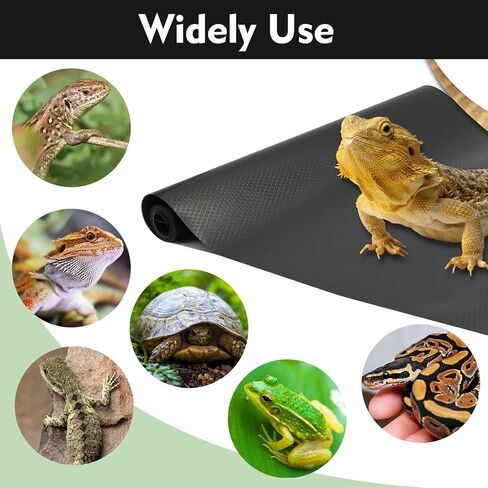 Hamiledyi Large Reptile Carpet Reptile Mat Terrarium Liner Bedding Substrate Mat Leopard Gecko Substrate Bearded Dragon Tank Flooring for Bearded Dragon,Gecko,Lizard,Tortoise (17.5"X 78.7" Black) in Saudi Arabia