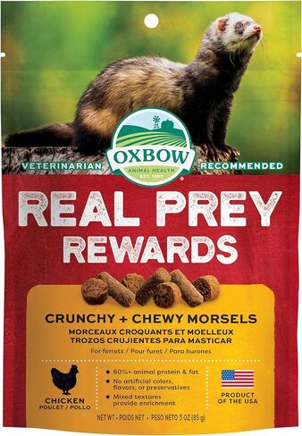 Oxbow Real Prey Rewards Crunchy & Chewy Chicken Ferrets Treats - Delicious Ferret Treat - Made in The USA - 3-oz in Saudi Arabia