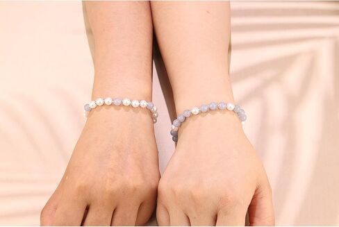 Aquamarine Bracelet - BFF Sister Bracelet - Pearl Bracelets for Women - Best Friend Bracelets for 2, Beaded Bracelets Mother Daughter Gift Friendship Gifts for Women in Saudi Arabia