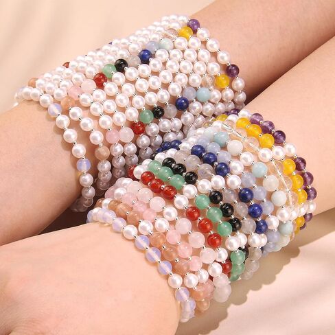 Aquamarine Bracelet - BFF Sister Bracelet - Pearl Bracelets for Women - Best Friend Bracelets for 2, Beaded Bracelets Mother Daughter Gift Friendship Gifts for Women in Saudi Arabia