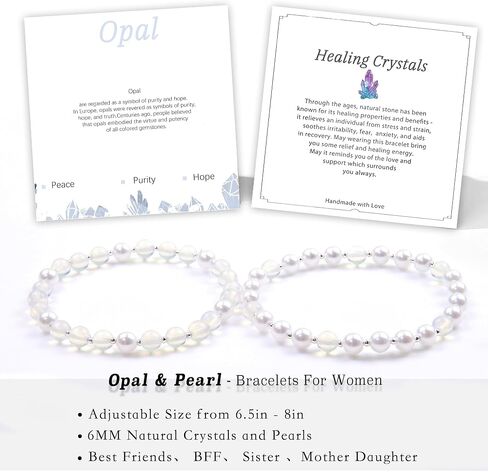 Aquamarine Bracelet - BFF Sister Bracelet - Pearl Bracelets for Women - Best Friend Bracelets for 2, Beaded Bracelets Mother Daughter Gift Friendship Gifts for Women in Saudi Arabia
