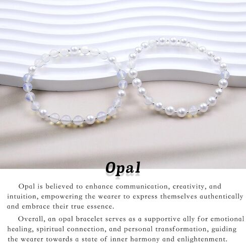Aquamarine Bracelet - BFF Sister Bracelet - Pearl Bracelets for Women - Best Friend Bracelets for 2, Beaded Bracelets Mother Daughter Gift Friendship Gifts for Women in Saudi Arabia