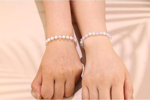 Aquamarine Bracelet - BFF Sister Bracelet - Pearl Bracelets for Women - Best Friend Bracelets for 2, Beaded Bracelets Mother Daughter Gift Friendship Gifts for Women in Saudi Arabia