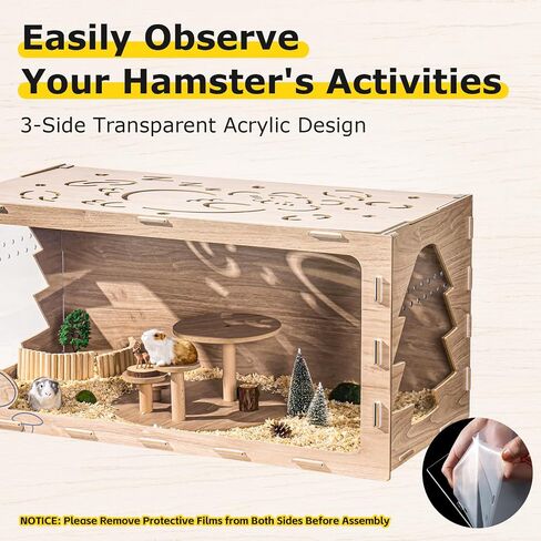 Mewoo Extra Large Hamster Cage, 42in Guinea Pig Cages, Wooden Acrylic Hamster Cages and Habitats come with Platform, Large Pet Rat Cage, Small Animal Cage for Hedgehog Mouse Gerbil (Forests) in Saudi Arabia
