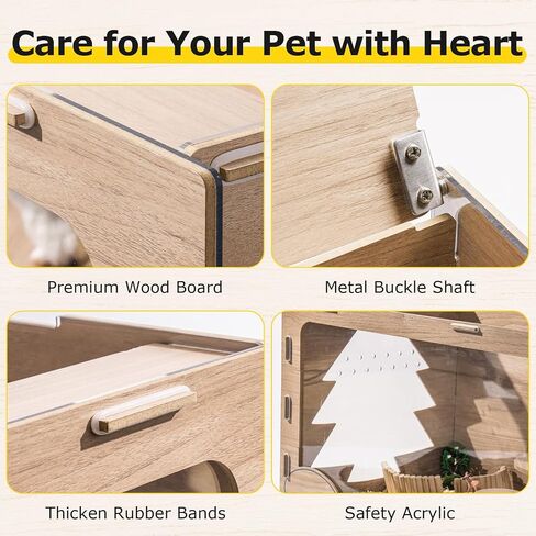 Mewoo Extra Large Hamster Cage, 42in Guinea Pig Cages, Wooden Acrylic Hamster Cages and Habitats come with Platform, Large Pet Rat Cage, Small Animal Cage for Hedgehog Mouse Gerbil (Forests) in Saudi Arabia
