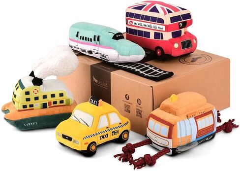 P.L.A.Y. Cute Plush Dog Toys - Canine Commute, Travel Themed Durable Squeaker Chew Toy, Great for Puppies & Small, Medium, Large Dog Breeds - Machine Washable, Recycled Materials (Lickety-Split Bus) in Saudi Arabia