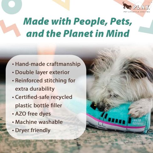 P.L.A.Y. Cute Plush Dog Toys - Canine Commute, Travel Themed Durable Squeaker Chew Toy, Great for Puppies & Small, Medium, Large Dog Breeds - Machine Washable, Recycled Materials (Lickety-Split Bus) in Saudi Arabia