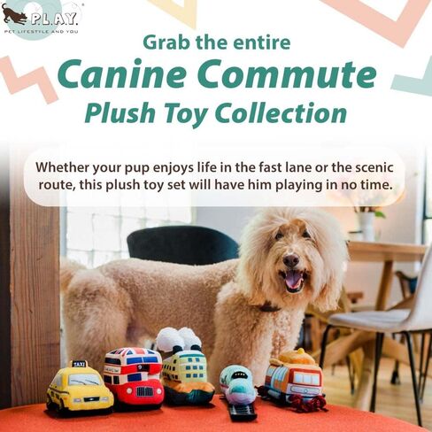 P.L.A.Y. Cute Plush Dog Toys - Canine Commute, Travel Themed Durable Squeaker Chew Toy, Great for Puppies & Small, Medium, Large Dog Breeds - Machine Washable, Recycled Materials (Lickety-Split Bus) in Saudi Arabia