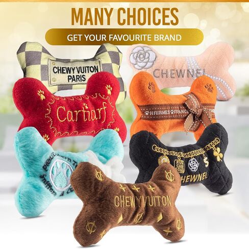 Bone Squeaky Dog Toy for Aggressive Chewers - Fashion Luxury Design Chewing Squeaky Sounding Bone Training Pet Toy - Dog Plush Dental Chew Toy for Small, Medium, Large Breed (Sniffany & Co.) in Saudi Arabia